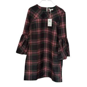 Free Assembly | Dresses | Free Assembly Womens Bellsleeve Mini Shift Dress  Medium New Holiday Plaid
